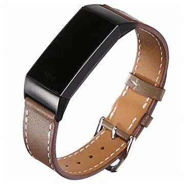 Fitbit Charge 3 Leather Strap with Connectors - Coffee