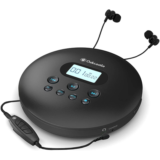 Personal Retro Portable CD Player with Bluetooth Small Compact Disc CD Walkman with In-Car Aux Cable compatibility with Headphones