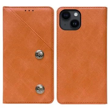 Idewei iPhone 14 Retro Wallet Case - Brown