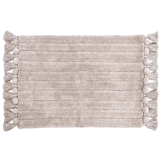 The Linen Yard Ribbed Tassel Cotton Woven Anti-slip Bath Mat Natural
