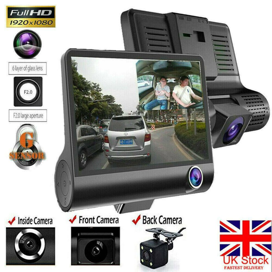1080P DVR 4"Dual Len DashCam Front&Rear Video Recorder Camera G-sensor