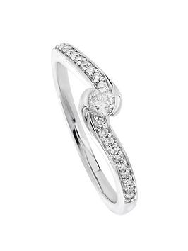 Love DIAMOND 9ct WG 0.20ct HJ I3 DIA Cross Over Engagement Ring, Yellow Gold, Size L, Women