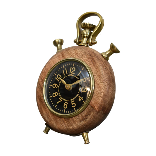 Round Wooden Clock With Black Clock Face