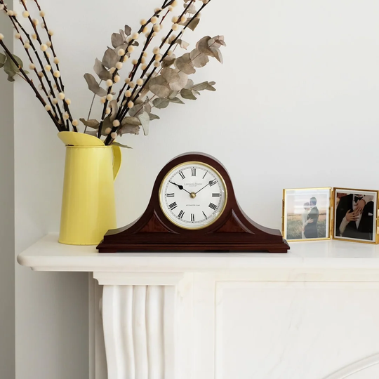 Napoleon Traditional Quartz Tabletop Clock in Mahogany