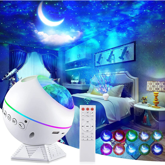 Moon Star Nebula Projector Starry Night Light with Bluetooth Music Speaker and Remote Control As Christmas Gifts for Kids Adults for Bedroom (White)