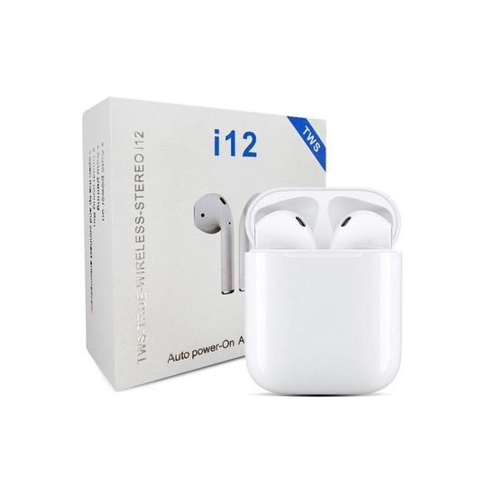 i12 White Wireless Earphones With Bluetooth 5.0