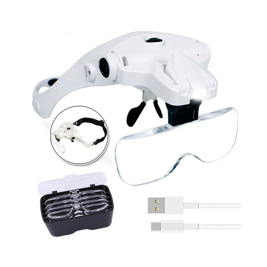 2 LED Headband Headset Head Lamp Light Jeweler Magnifier Magnifying Glass Loupe