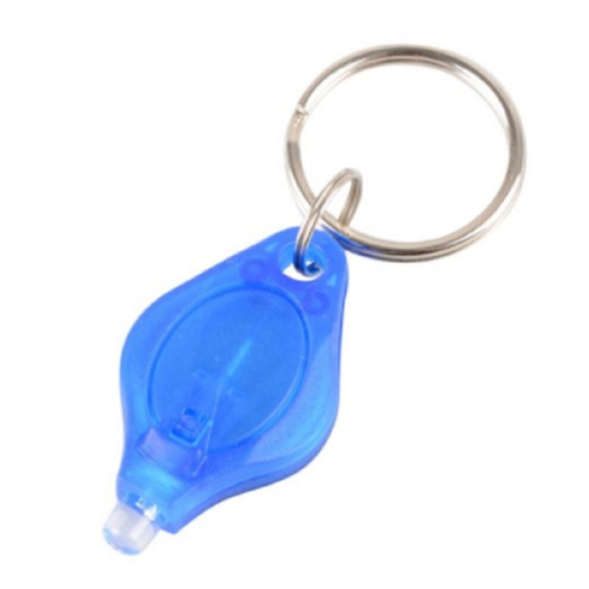 (Blue) Mini Bright UV Blacklight Keychain Torch Flashlight - With Key Ring
