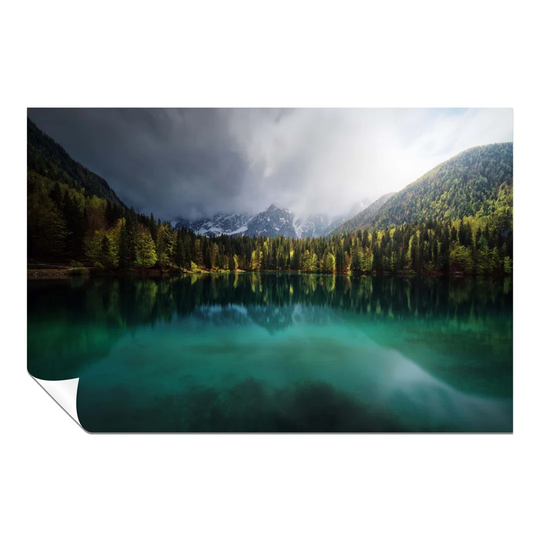 Panther Print Fine Art Prints Alps Mountain Reflection On A Teal Turquoise Water Artistic Unframed Poster, Pictures For Home Walls, Bedroom, Living Ro