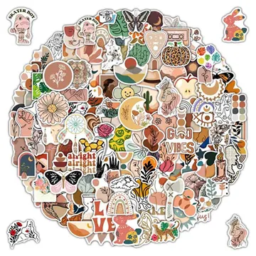 Waterproof Decorative Vinyl Stickers - 100 Pcs. - Boho