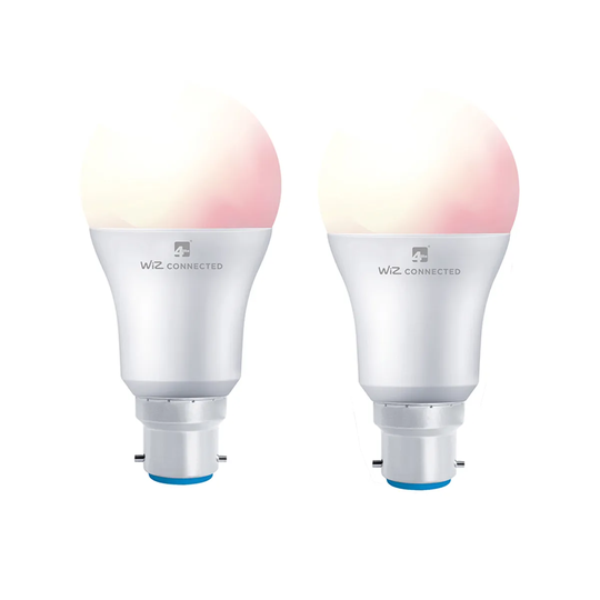 4lite WiZ Connected LED Smart A60 Bulb Wifi & Bluetooth BC (B22) Colour Changing, Tuneable White & Dimmable - Twin Pack