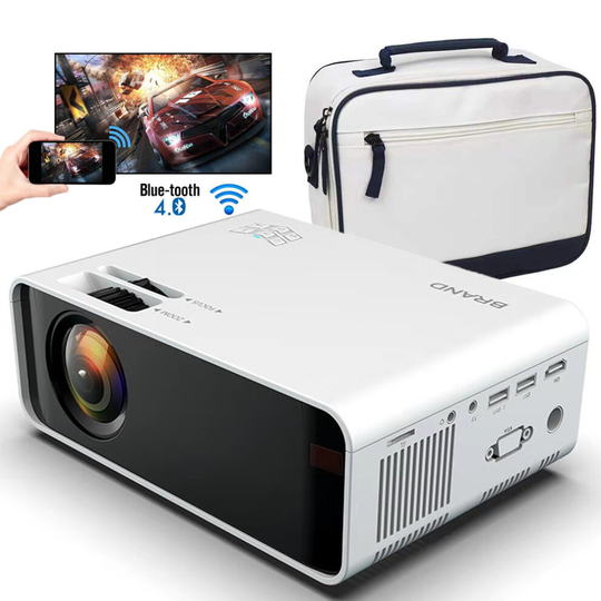 (White) Smart Projector 4K Android 6.0 HD 1080p Projector Wifi Bluetooth Projector Outdoor Home Movie