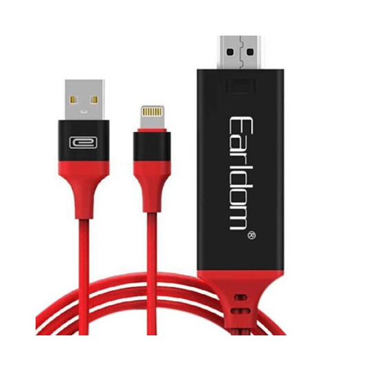 Earldom 8 Pin To Hdmi Adapter Usb Cable 2M Red