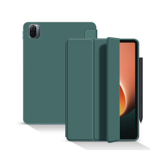 (Dark Green) Soft TPU Back Magnetic Charging Xiaomi Mi Pad 5 Pro Smart Case Folding Stand