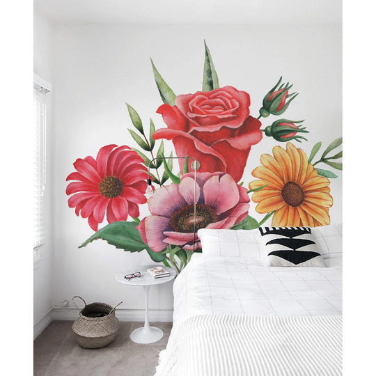 Walllpaper Roll 208X146cm Kitchen Livingroom Bedroom Mural Decoration Wallpaper Material With Print - Bouquet Of Flowers Gardenful Rose Paint