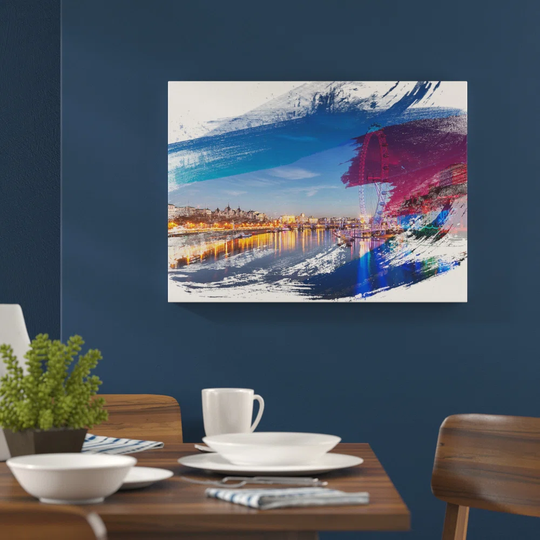 'London Eye Landscape Thames River' Graphic Art Print Poster