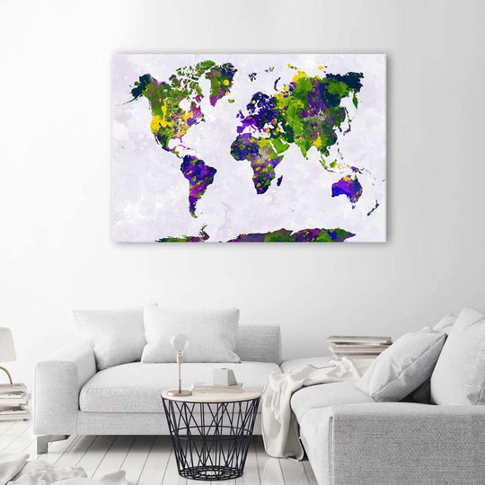 Canvas Print Painted World Map Office