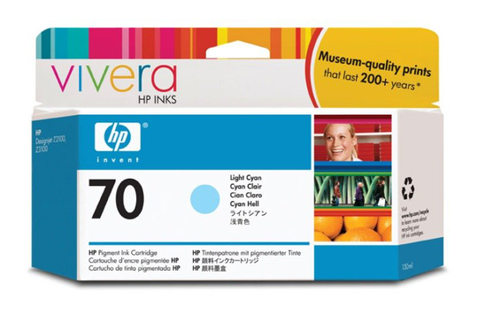 HP 70 Light Cyan Original Ink Cartridge - Standard Yield 130ml - C9390A