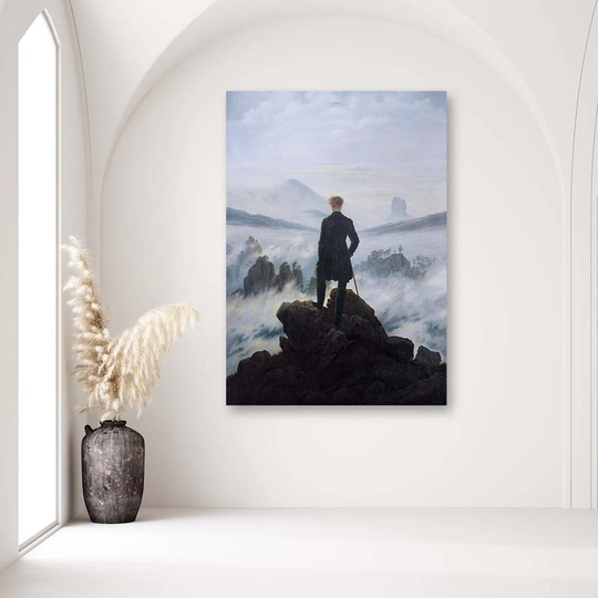 Canvas Print REPRODUCTION Hiker On The Sea Of Fog
