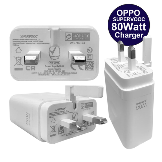 Official Oppo SuperVooc 80W Fast Power Adapter UK Charger VCB8JAYH Plug Head Only
