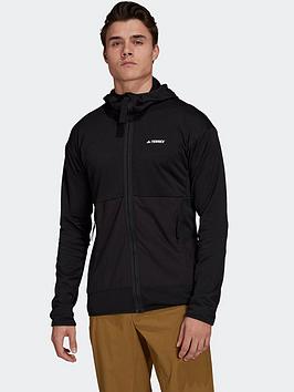 adidas Terrex Tech Flooce Light Hooded Hiking Jacket, Grey, Size 2Xl, Men