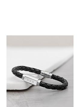 Treat Republic Personalised Mens Black Leather Bracelet