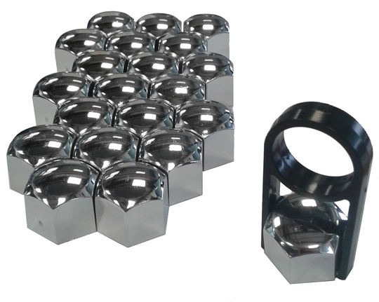 Universal wheel nut caps chrome plastic 19mm WNC04011