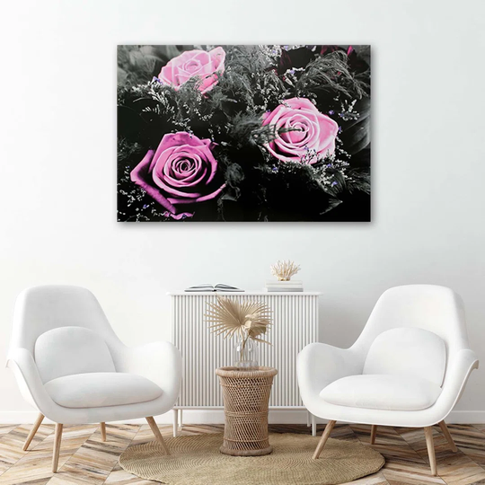 Canvas Print Pink Roses Nature Flowers