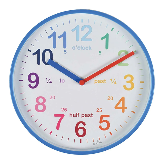 Acctim CK2529 Wickford Time Teach Wall Clock Blue