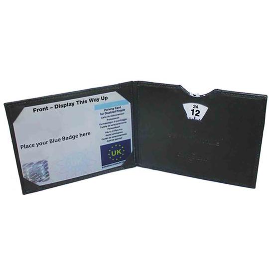 Nrs Healthcare Blue Badge Leather Wallet/Disabled Parking Permit Holder With Clock