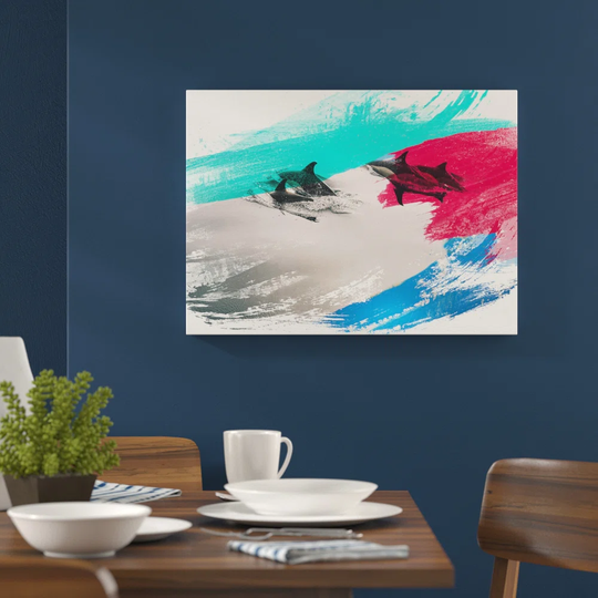 'Swimming Dolphins' Graphic Art Print Poster