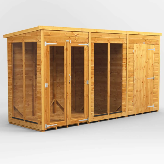 12X4 Power Pent Summerhouse Combi Including 4Ft Side Store