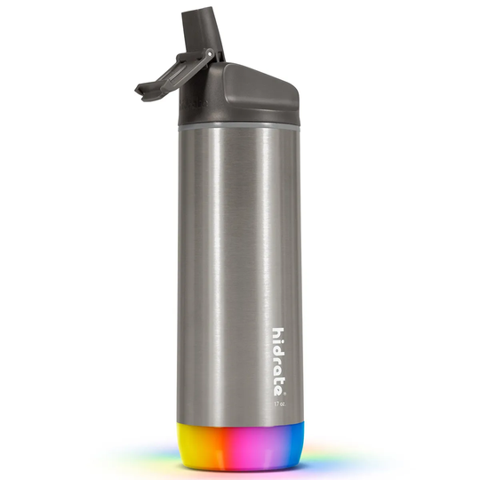 HidrateSpark STEEL - Insulated Stainless Steel Bluetooth Smart Water Bottle with Straw 500 ml & Free Hydration Tracker App - Brushed Stainless Steel