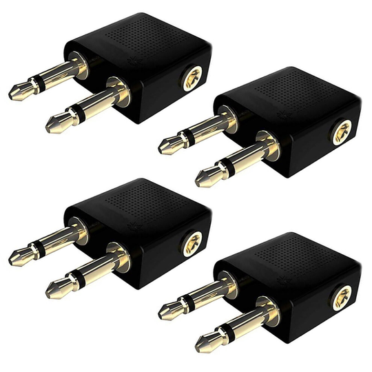 (4 Pack) Standard 3.5mm Aeroplane Airplane In-Flight Headphone Jack Audio Adaptor