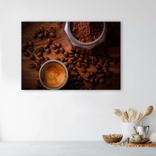 Canvas Print Coffee Beans In A Cup