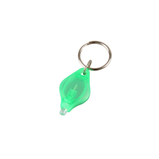 (Green) Mini Bright LED Light Keychain Torch Flashlight - With Key Ring