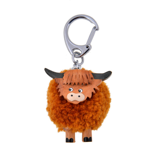 Pom Pom Highland Cow Keyring | Cracker Filler | Mini Gift