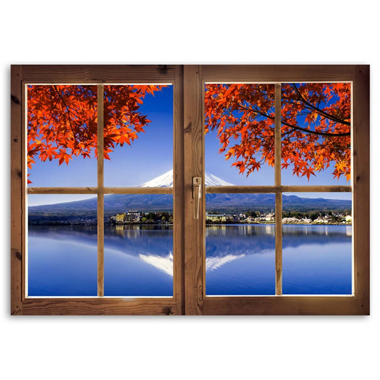 Canvas Print Window View Japan Fuji Mountain
