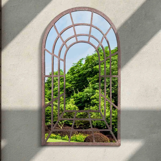 MirrorOutlet Harrogate Metal Arch Shaped Decorative Gothic Effect Garden Mirror 77cm x 50cm