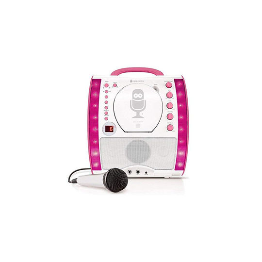 The Singing Machine SML343 Portable cDg + Bluetooth Karaoke System with LED Disco Lights and Microphone - White