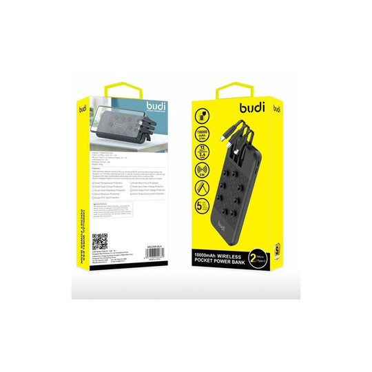 Budi QC3.0+PD 18W Quick Charge Pocket Power Bank 10000mAh 37Wh - Black