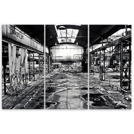 Canvas Print Old Factory Black White