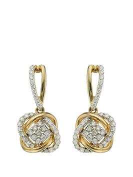 Love Diamond 9 Carat Yellow Gold 33 Point Diamond Infinity Crossover Earrings