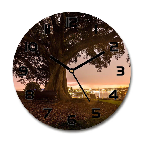 Glass Wall Clock 30Cm Round Decoration Picture Wall Art Modern Decoration Kitchen Living Room Silent - Old Tree,90219521
