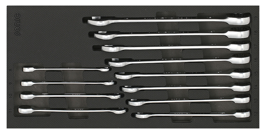Sonic Ratchet Ring Wrench Set 12-sided Straight 12-Piece 601228