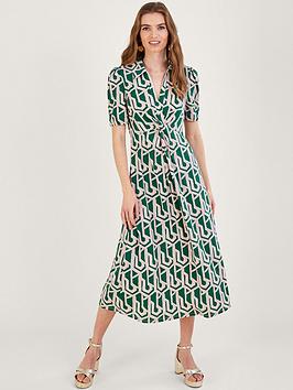 Monsoon Geometric Midi Shirt Jersey Dress