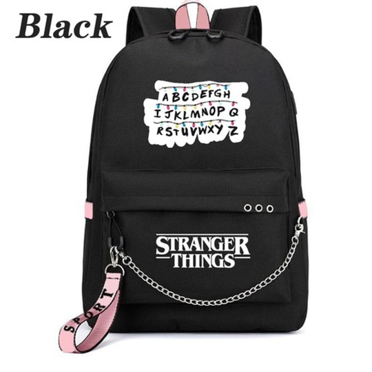 (5 #) Stranger Things Backpack School bag Unisex Travel Laptop Backpack keychain