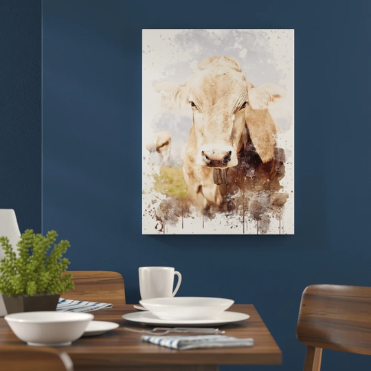 'Cow in the Field' Graphic Art Print Poster
