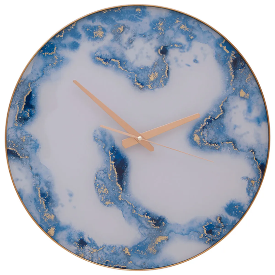 Premier Housewares Fifty Five South Primrose 45cm Wall Clock - Blue Abstract