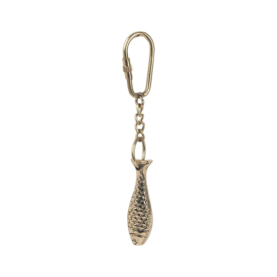 Keychain Whistle Fish Burlwood Decoration Gold